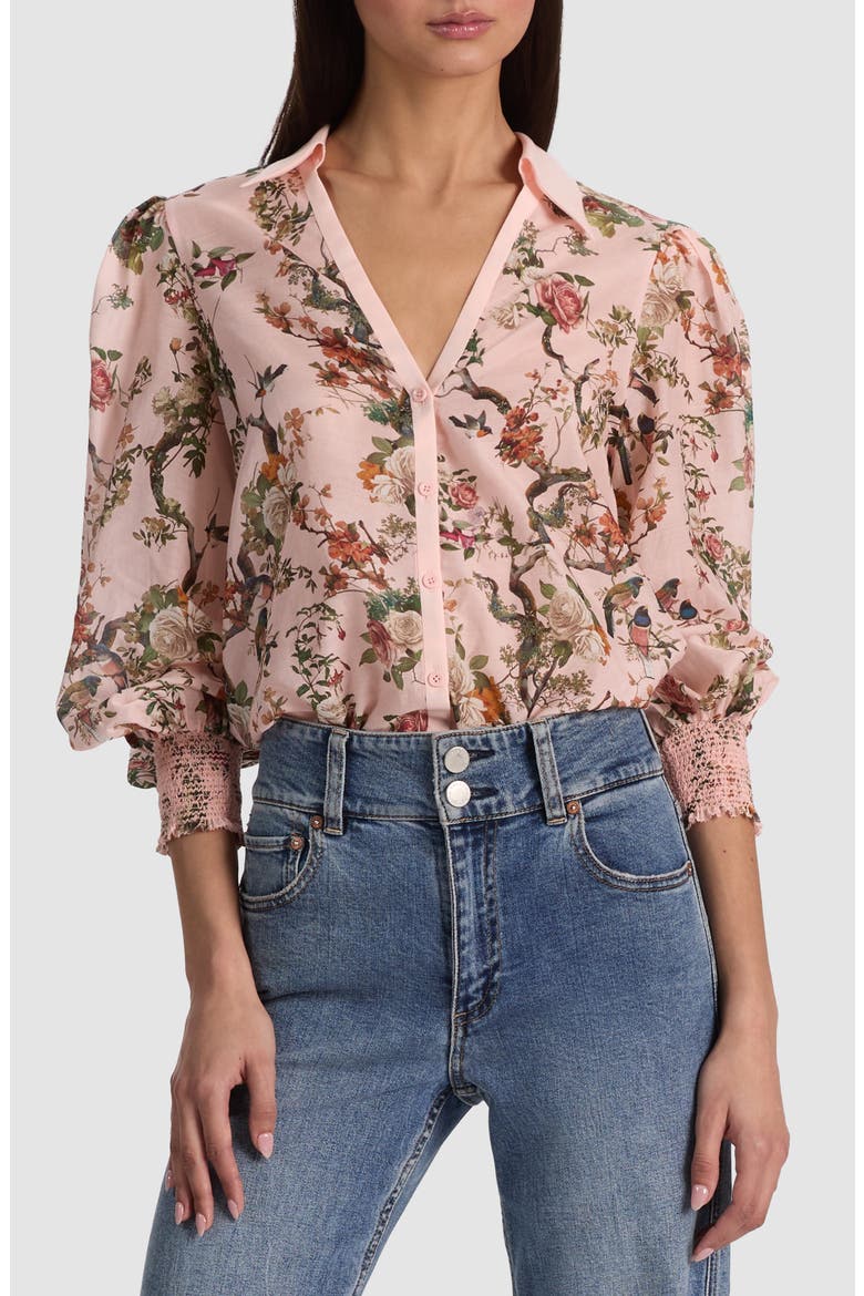 Charis Cotton & Silk Shirt, Main, color, SUNSET GROVE ENGLISH ROSE