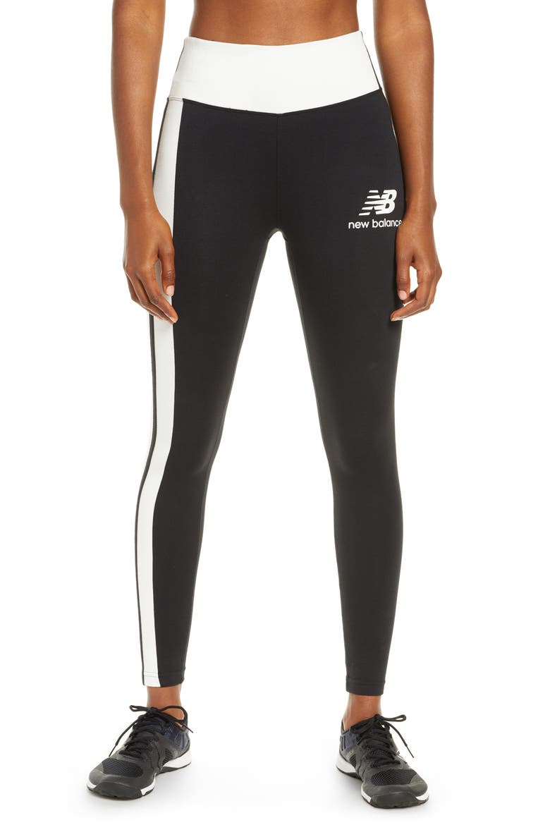 Relentless High Waist 7/8 Run Tights, Main, color, BLACK/ WHITE
