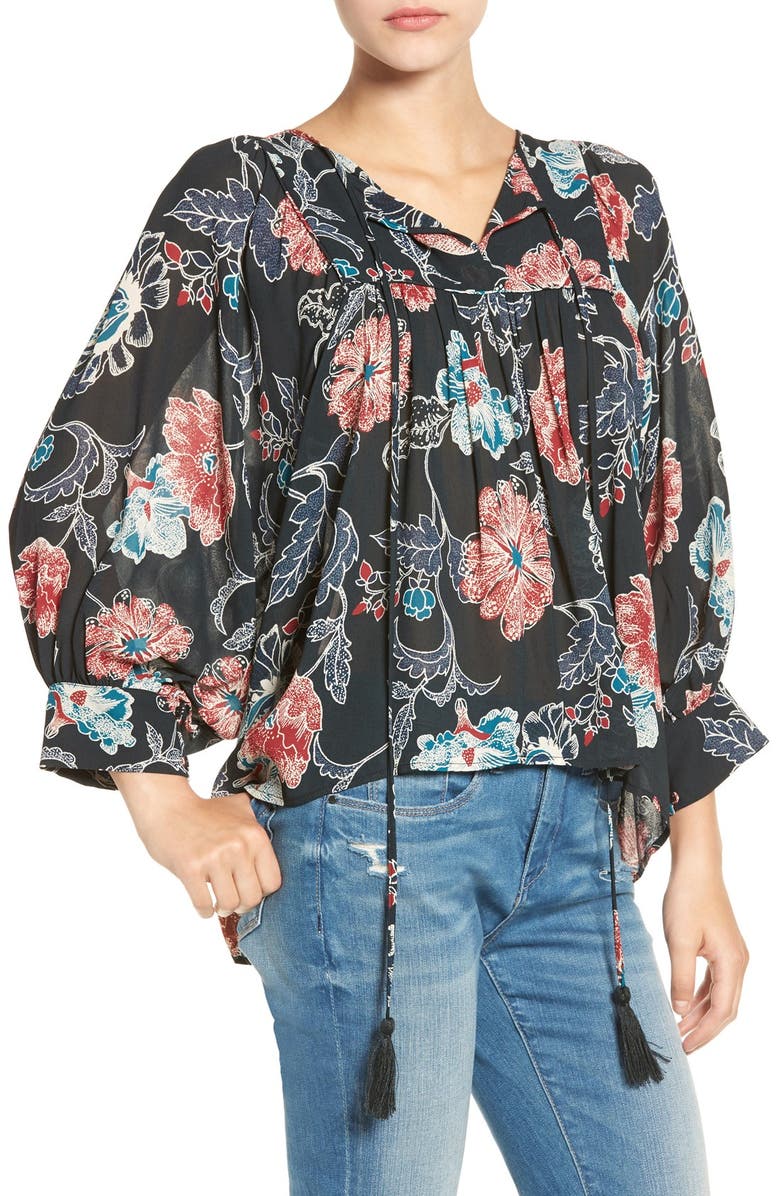 ASTR the Label ASTR 'Esther' Floral Print Peasant Blouse, Alternate, color,