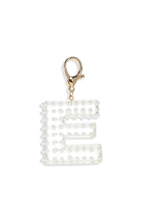 Faux Pearl Initial Bag Charm