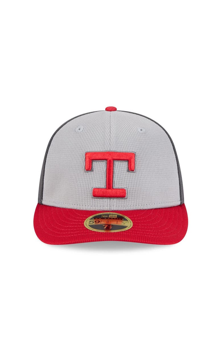 New Era Men's New Era  Gray/Red Texas Rangers 2025 Batting Practice Low Profile 59FIFTY Fitted Hat, Alternate, color, 