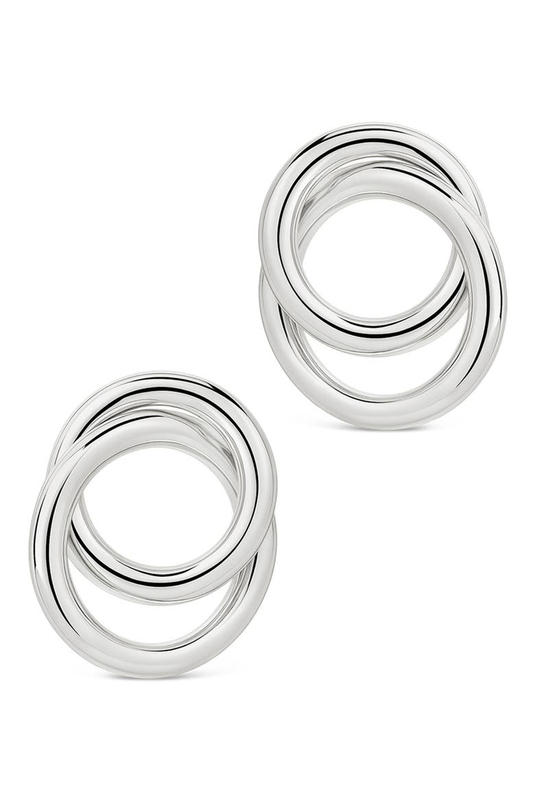 Arnaude Interlocking Circle Stud Earrings, Alternate, color, SILVER