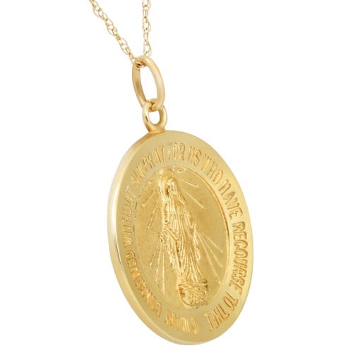 Bliss Diamond 14k  Gold St. Mary Medal Pendant  1" Tall 4 Grams In Yellow Gold