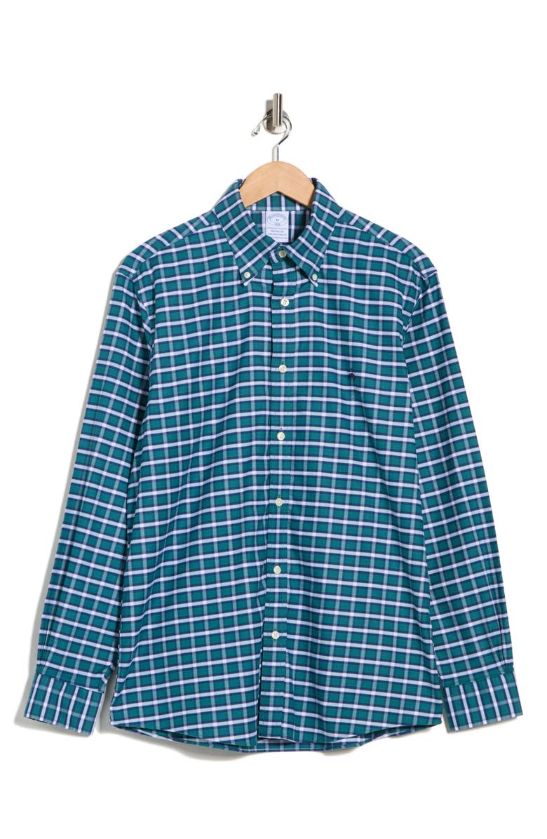 Brooks Brothers Regular Fit Plaid Non-Iron Dress Shirt, Alternate, color,