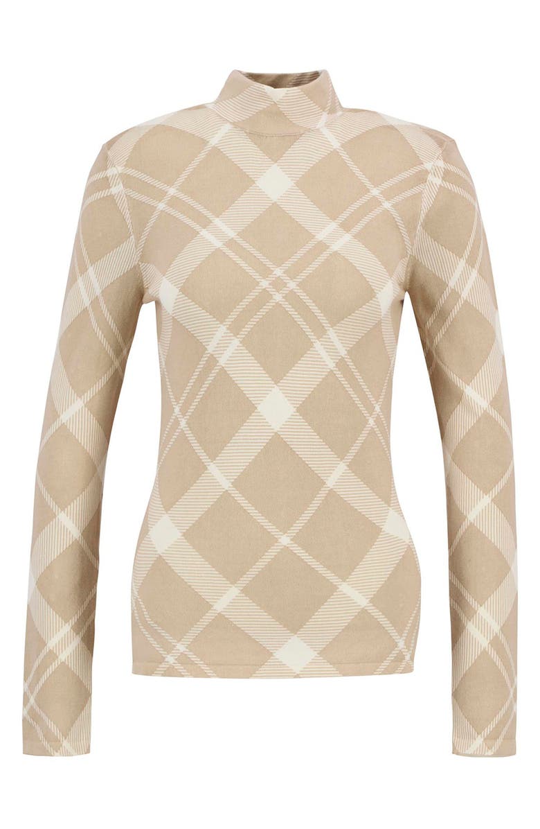 Barbour Savannah Plaid Mock Neck Cotton Sweater, Alternate, color, Beige