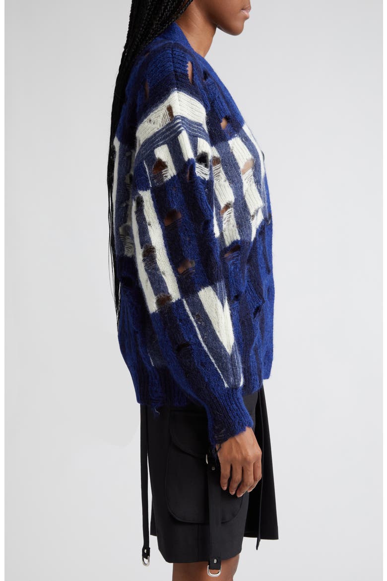 Shibori Distressed Mohair & Alpaca Blend Cardigan, Alternate, color, BLUE WHITE