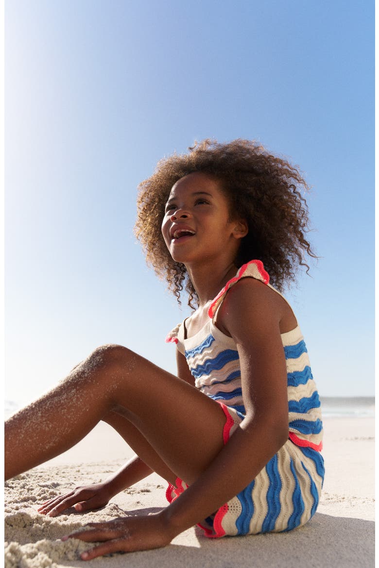 Kids' Leonore Stripe Pointelle Sweater Tank, Alternate, color, BLUE/ IVORY STRIPE
