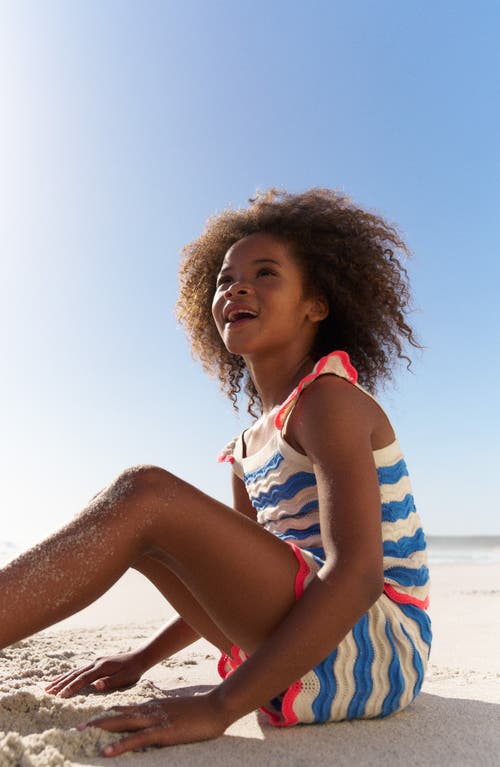 Mini Boden Kids' Leonore Stripe Pointelle Cotton Sweater Tank