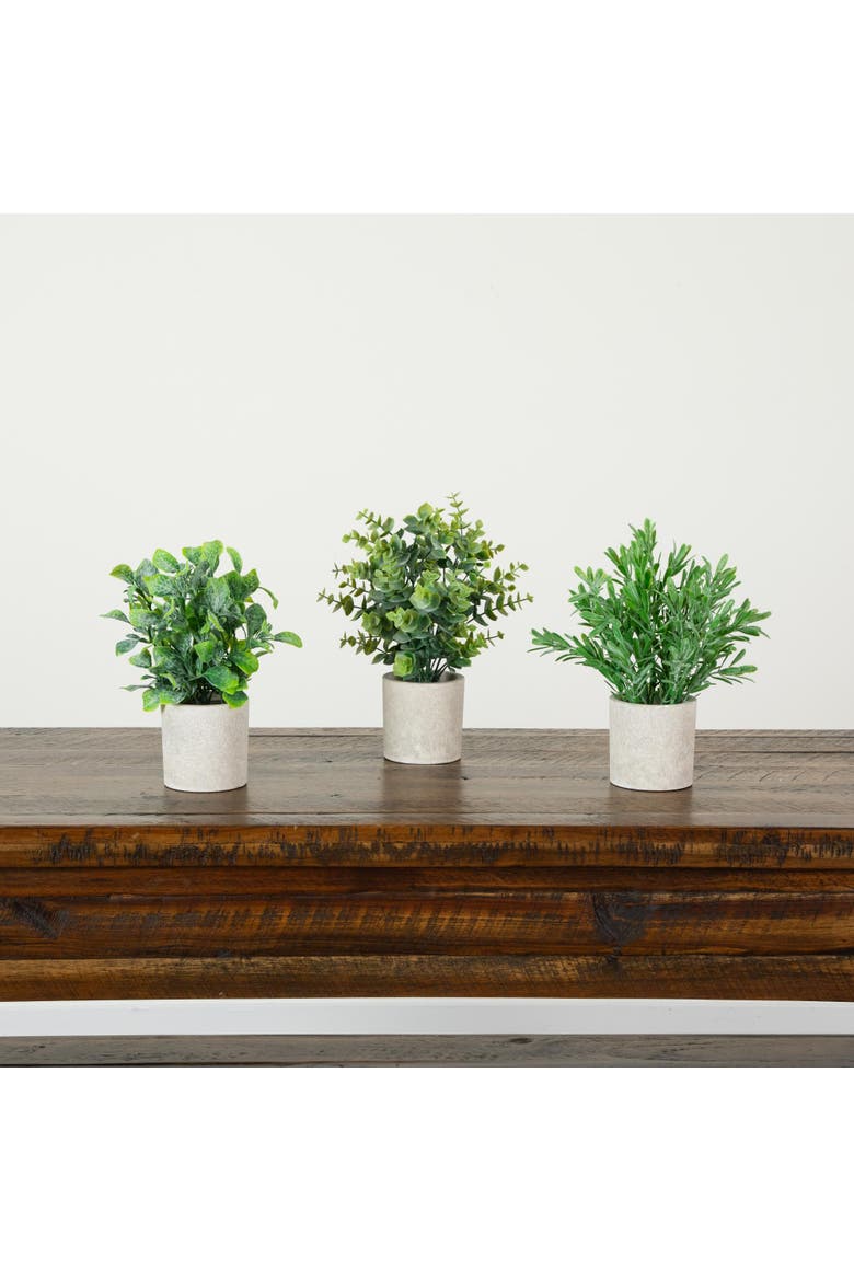 8-in Artificial Mixed Plant in Decorative Planter - Set of 3, Alternate, color, Green