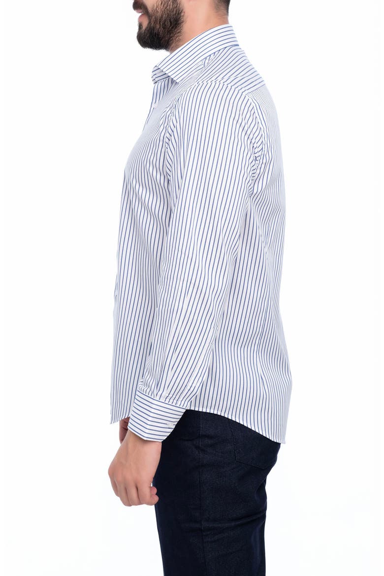 Barkson Slim Fit Cotton Dress Shirt, Alternate, color, NAVY BLUE