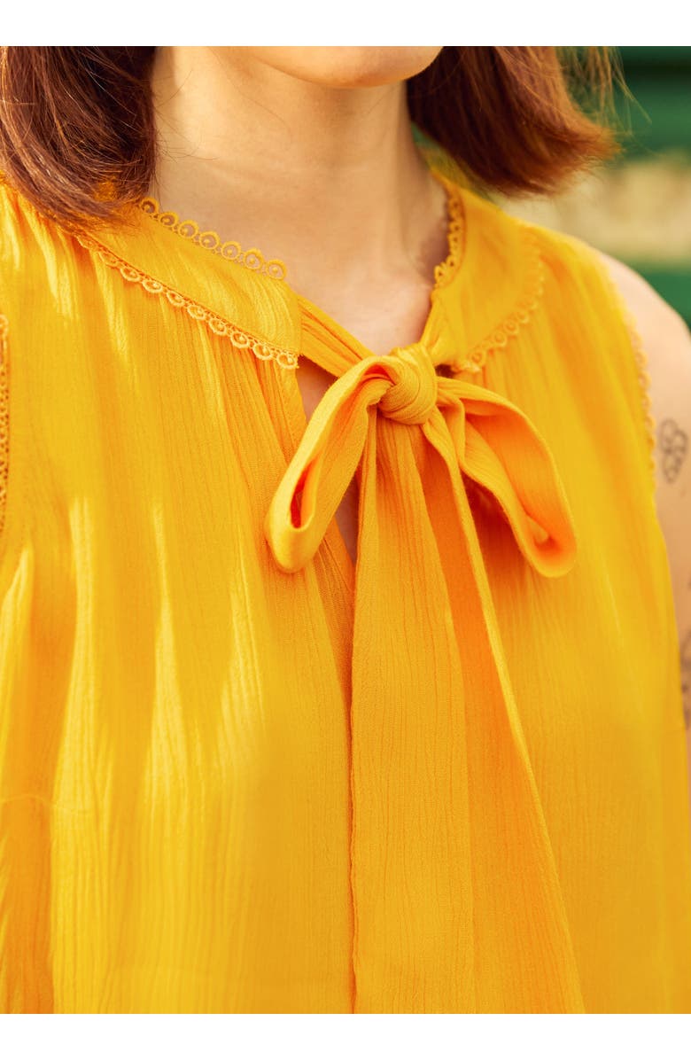 ModCloth Picnic Perfect Tie-Neck Top, Alternate, color, Sun Squeezed