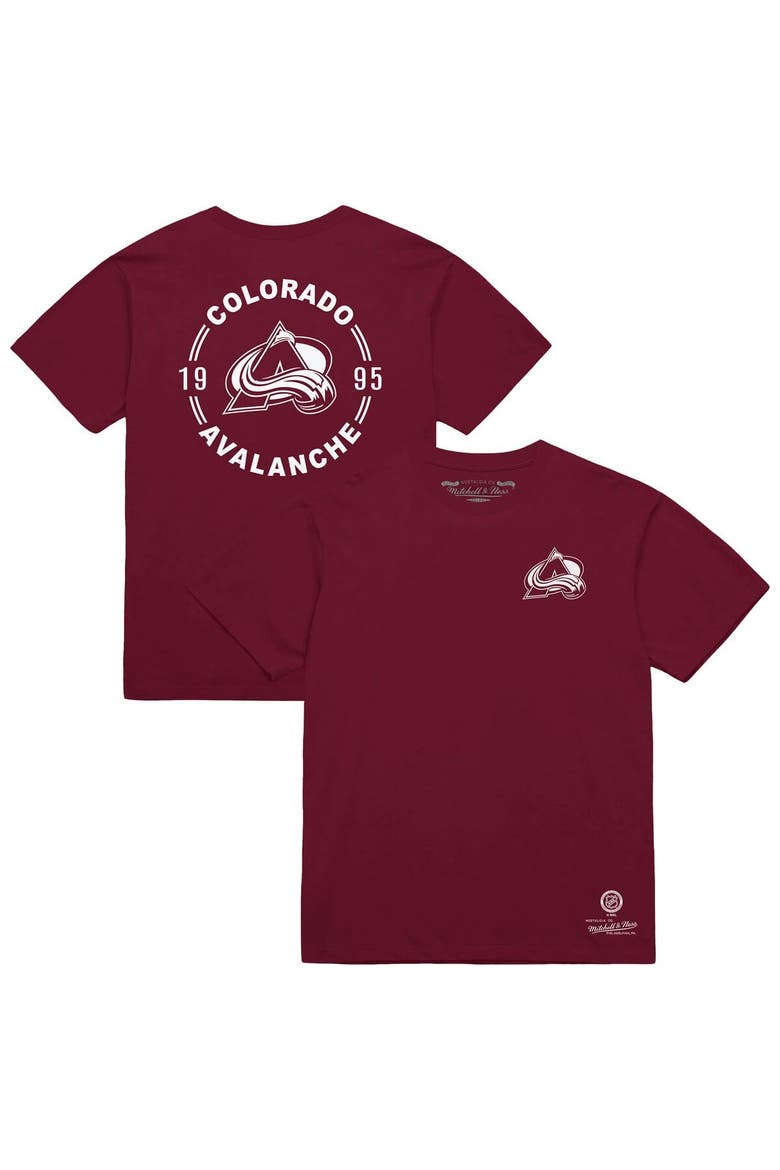 Men's Mitchell & Ness Burgundy Colorado Avalanche Core Penalty Box 3.0 T-Shirt, Main, color, Burgundy