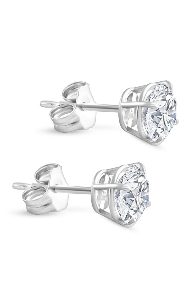2 - 6 Ct TW Round Diamond Studs in 14k Gold Lab Grown Earrings, Alternate, color, White Gold - 2Ct