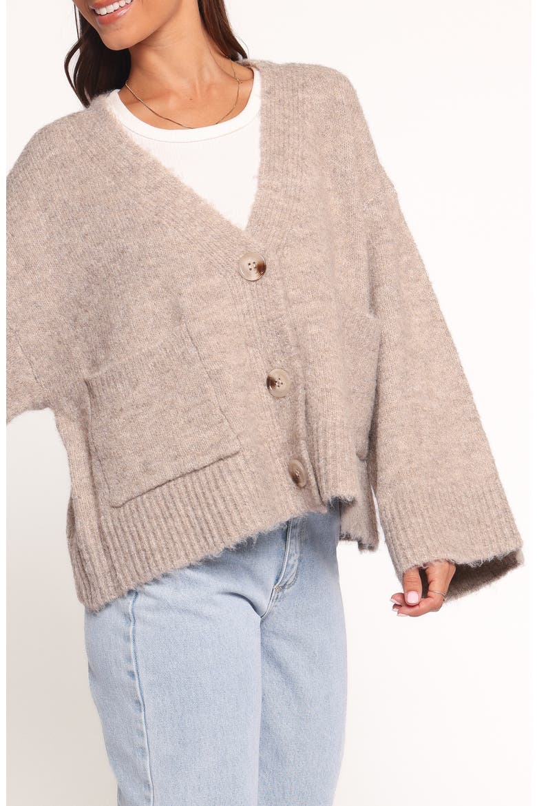 Fern Bell Sleeve Cardigan, Alternate, color, MUSHROOM