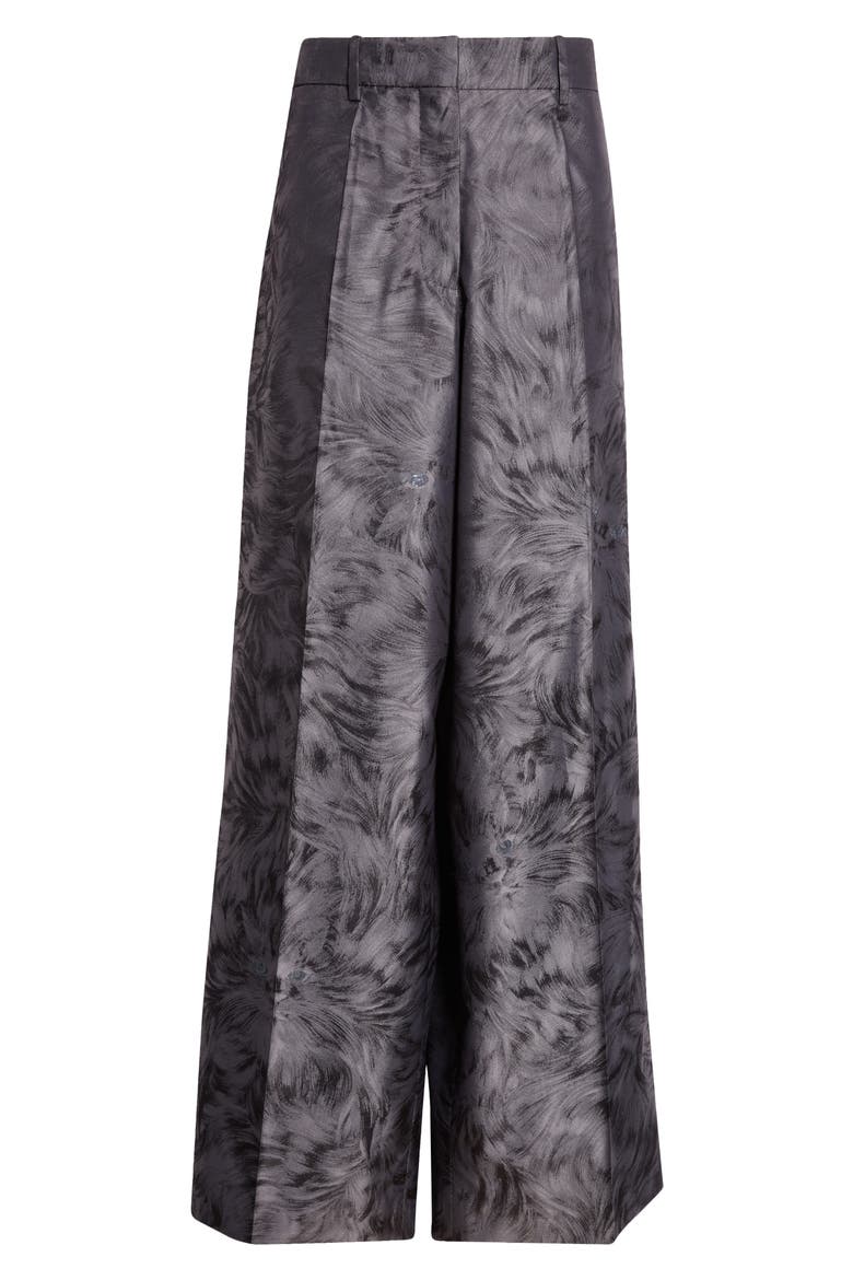Cat Metallic Jacquard Oversize Tailored Pants, Alternate, color, CHARCOAL
