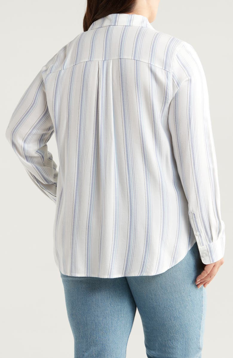 Caslon<sup>®</sup> Flannel Button-Up Shirt, Alternate, color, Ivory- Blue Nicole Stripe