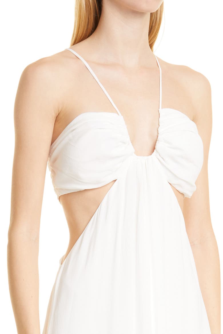 Asymmetric Neck Silk Blend Slipdress, Alternate, color, IVORY