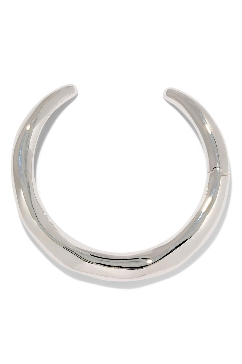 Molten Hinged Collar Necklace, Alternate, color, SILVER