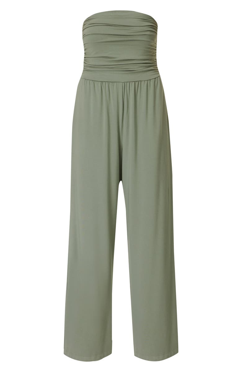 Sweaty Betty Strapless Wide Leg Jumpsuit, Alternate, color, Willow Gre
