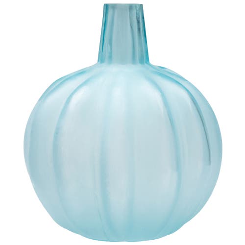 Northlight Transparent Glass Pumpkin Candle Holder In Blue
