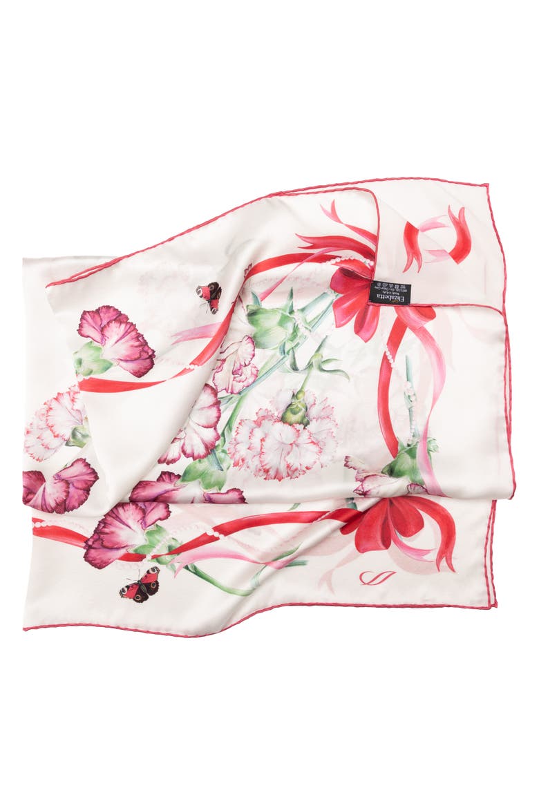 Fior di Mamma - Hand Rolled Silk Foulard for Women, Alternate, color, Red