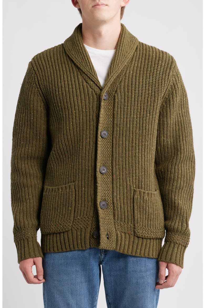 Donegal Tweed Wool Blend Cardigan, Alternate, color, OLIVE