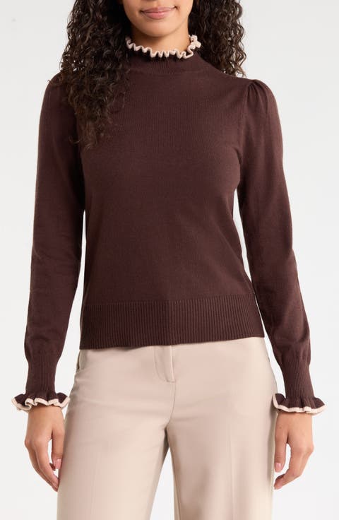 Ruffle Mock Neck Sweater