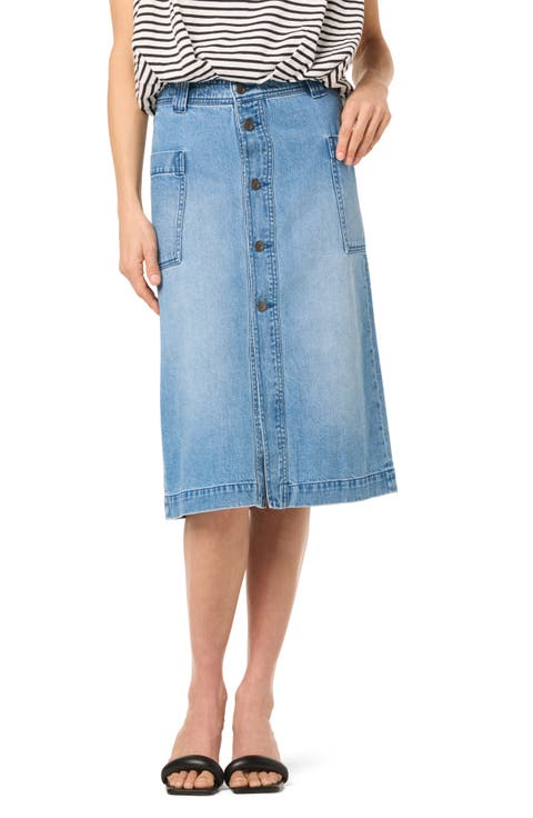 Cargo Denim Midi Skirt
