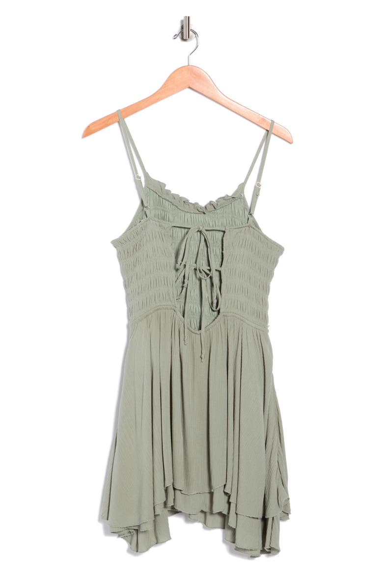 Smocked Fit & Flare Minidress, Alternate, color, SEAGRASS