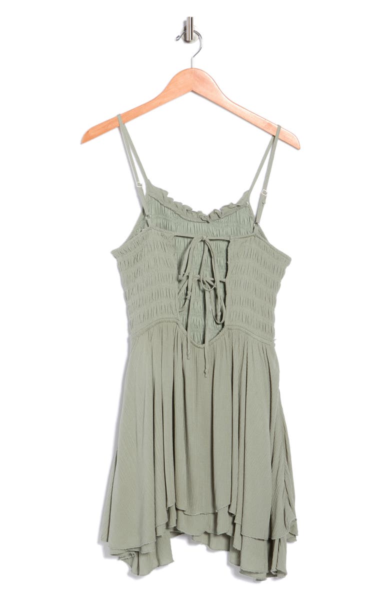 Madden Girl Smocked Fit & Flare Minidress, Alternate, color, Seagrass