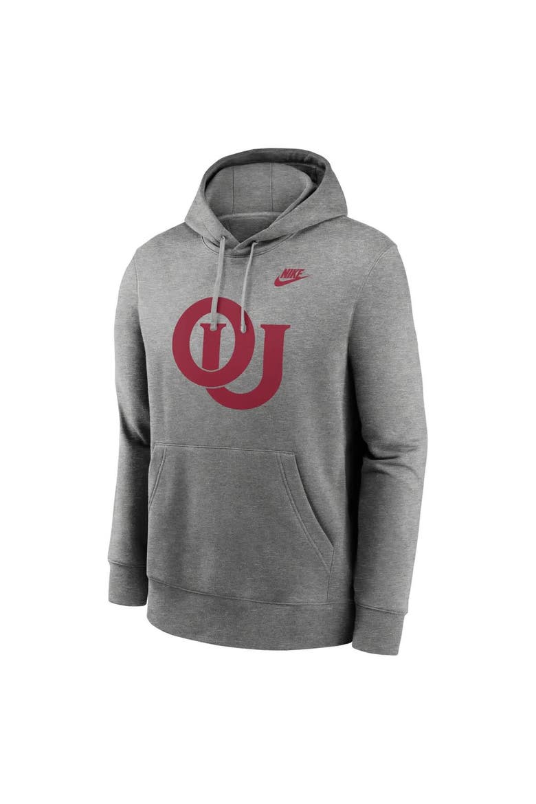 Men's Nike Heather Gray Oklahoma Sooners Legacy Logo Club Fleece Pullover Hoodie, Alternate, color, Heather Gray