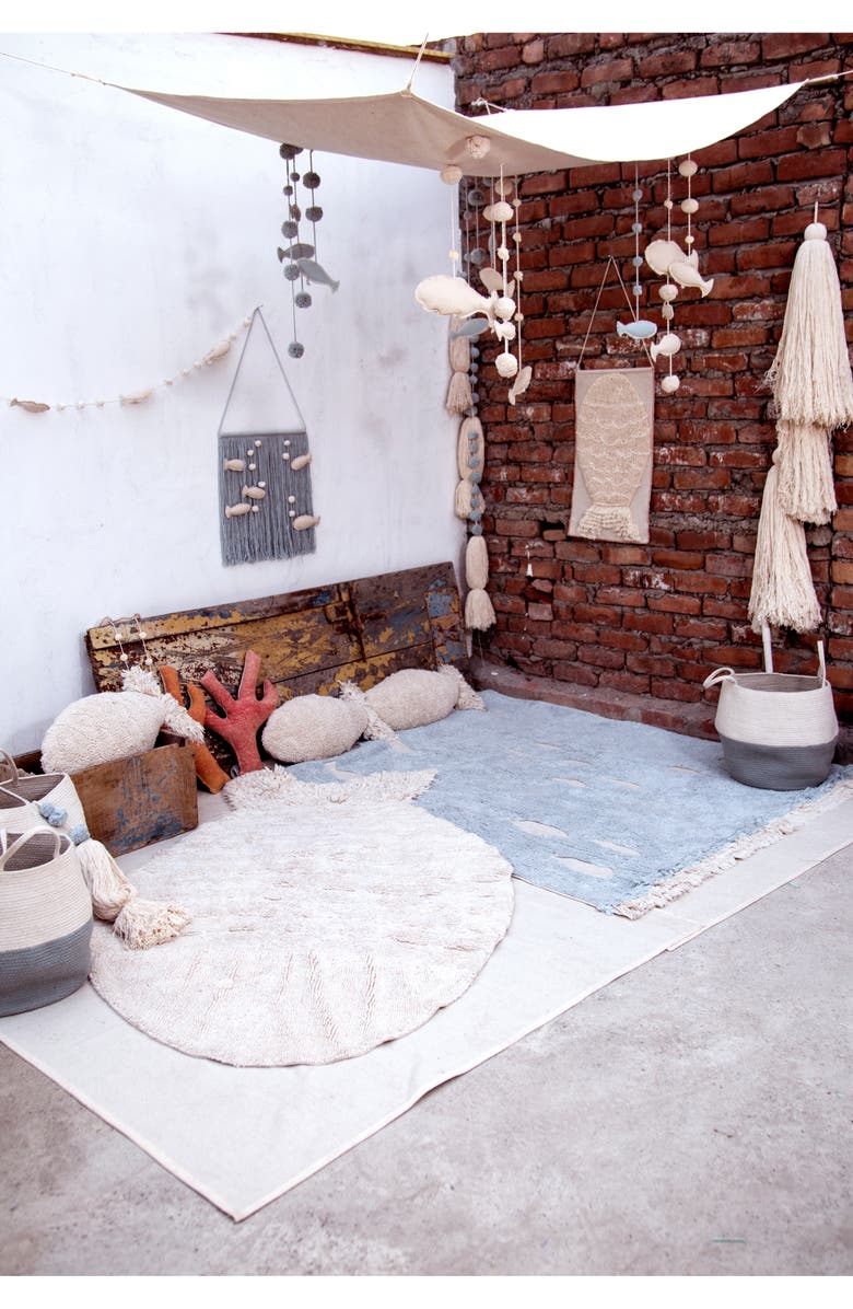 Lorena Canals Ocean Shore Washable Recycled Cotton Blend Rug, Alternate, color, Blue