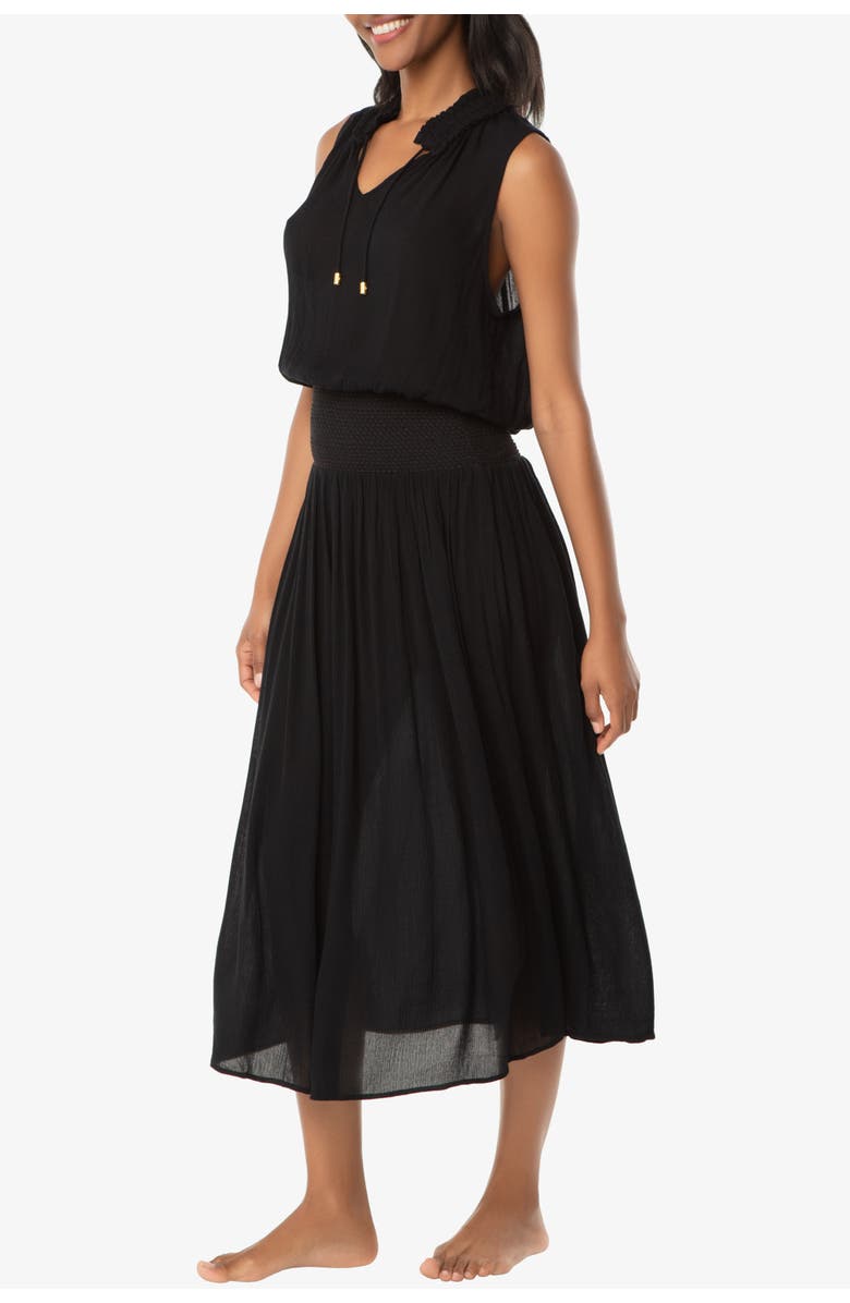 HELEN JON Sleeveless Smocked Dress, Alternate, color, Black