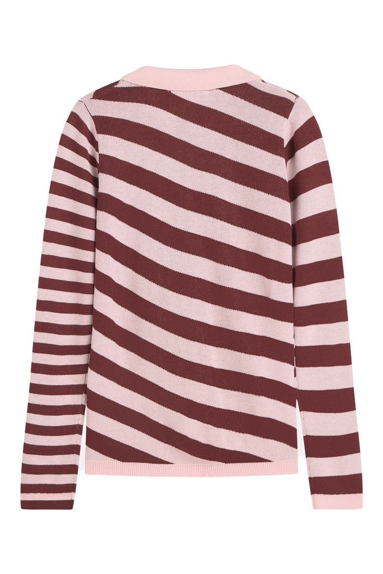 Kids' Striped Long Sleeve Knitted Polo, Alternate, color, ORCHID PINK / NEW MA