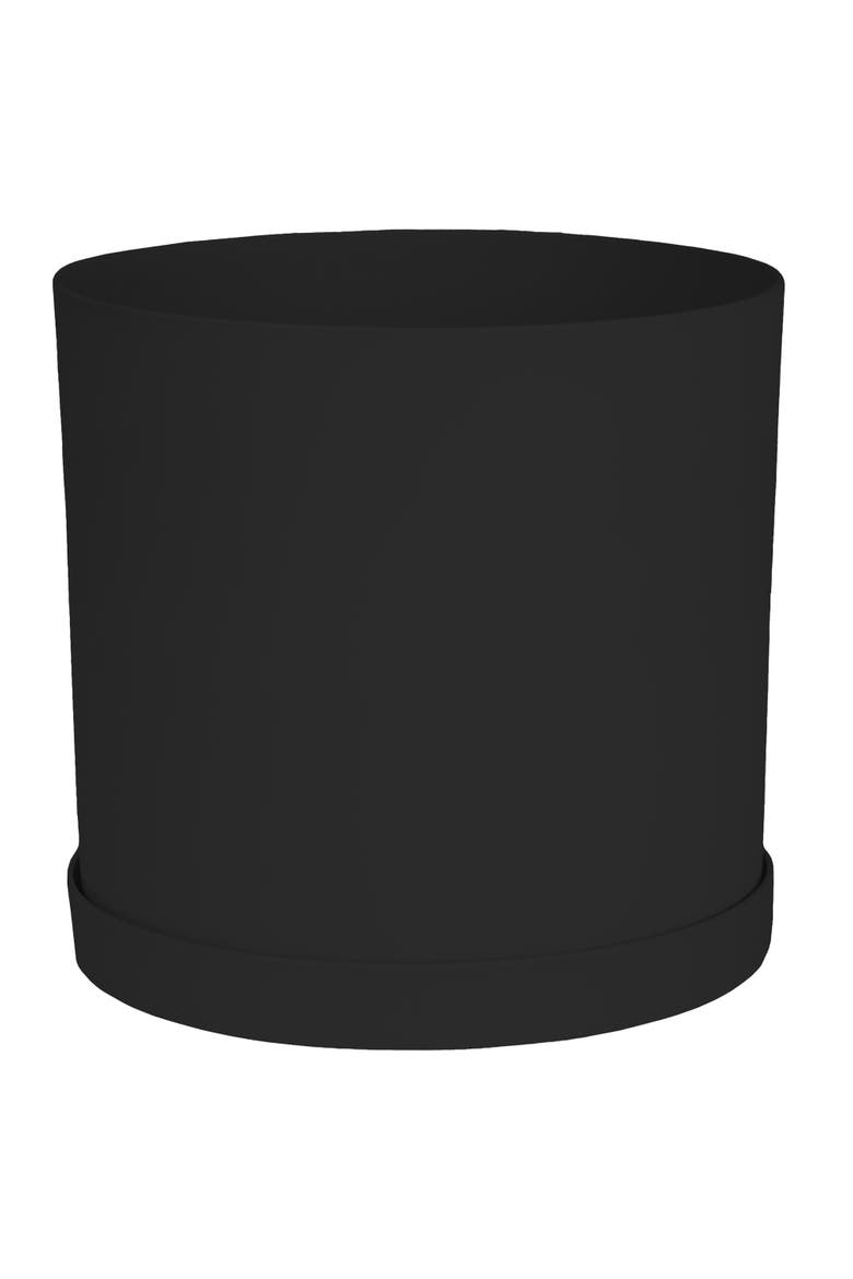 10 Inch Mathers Round Planter With Saucer Tray, Black, Main, color, Black