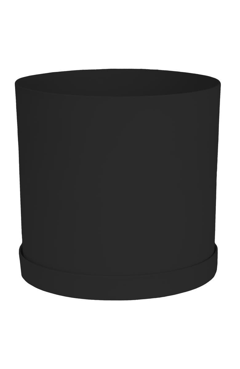 Bloem 10 Inch Mathers Round Planter With Saucer Tray, Black, Main, color, Black