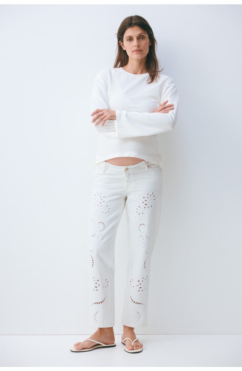 H&M Mama Straight Ankle Jeans, Alternate, color, White