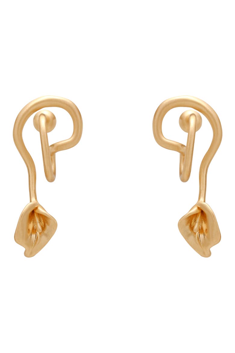 Calla Wavy Brushed Statement Drop Earrings, Main, color, BRUSHED BRASS