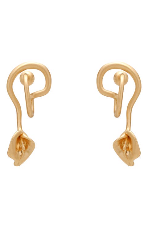 Calla Wavy Brushed Statement Drop Earrings