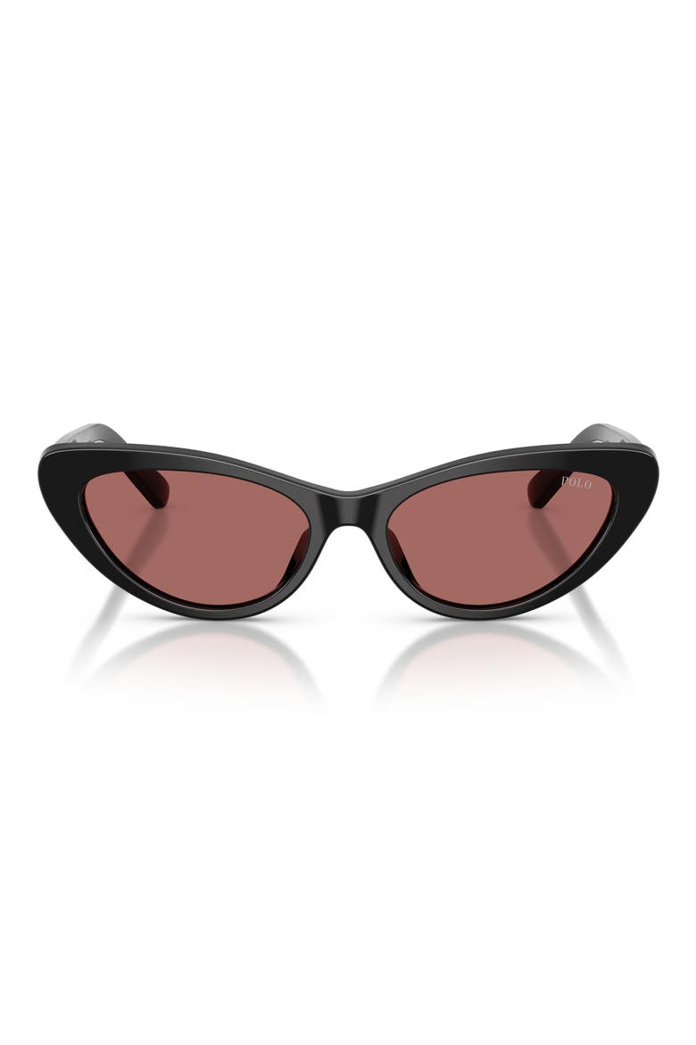 54mm Cat Eye Sunglasses, Main, color, SHINY BLACK / DARK VIOLET