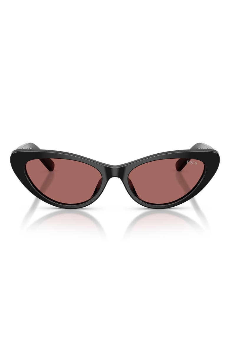 Polo Ralph Lauren 54mm Cat Eye Sunglasses, Main, color, Shiny Black / Dark Violet