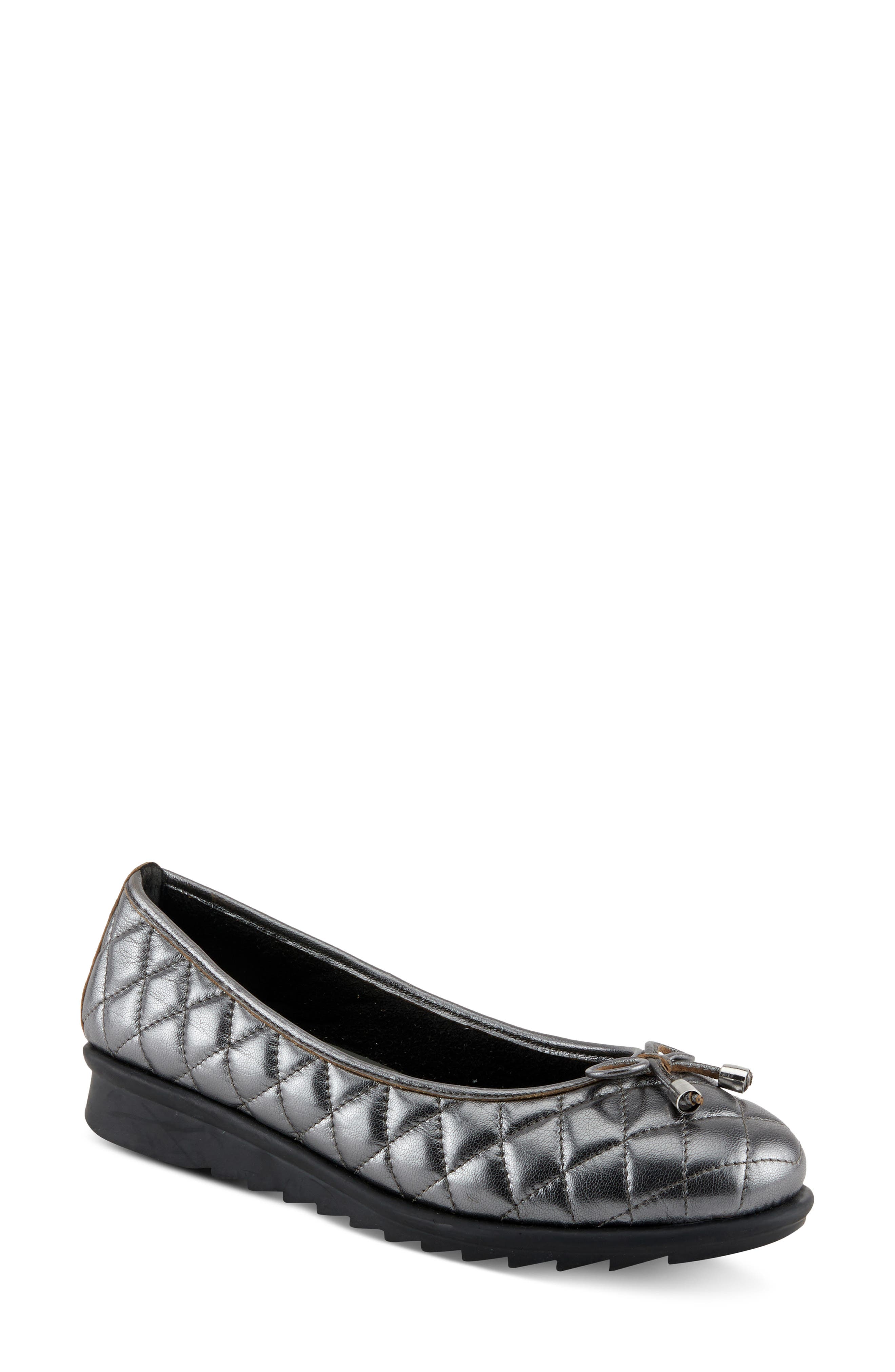 Spring Step Ballequina Quilted Flat, Main, color, Pewter