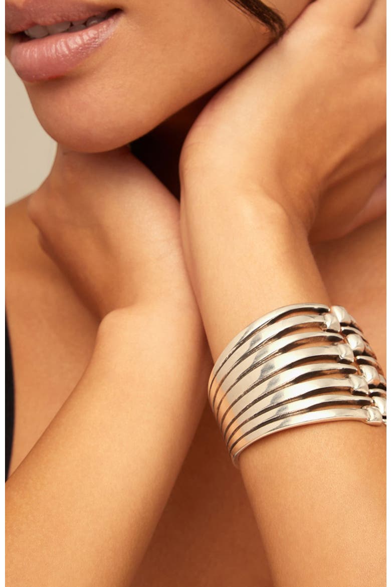 Nailhead Accent Bracelet, Alternate, color, Silver