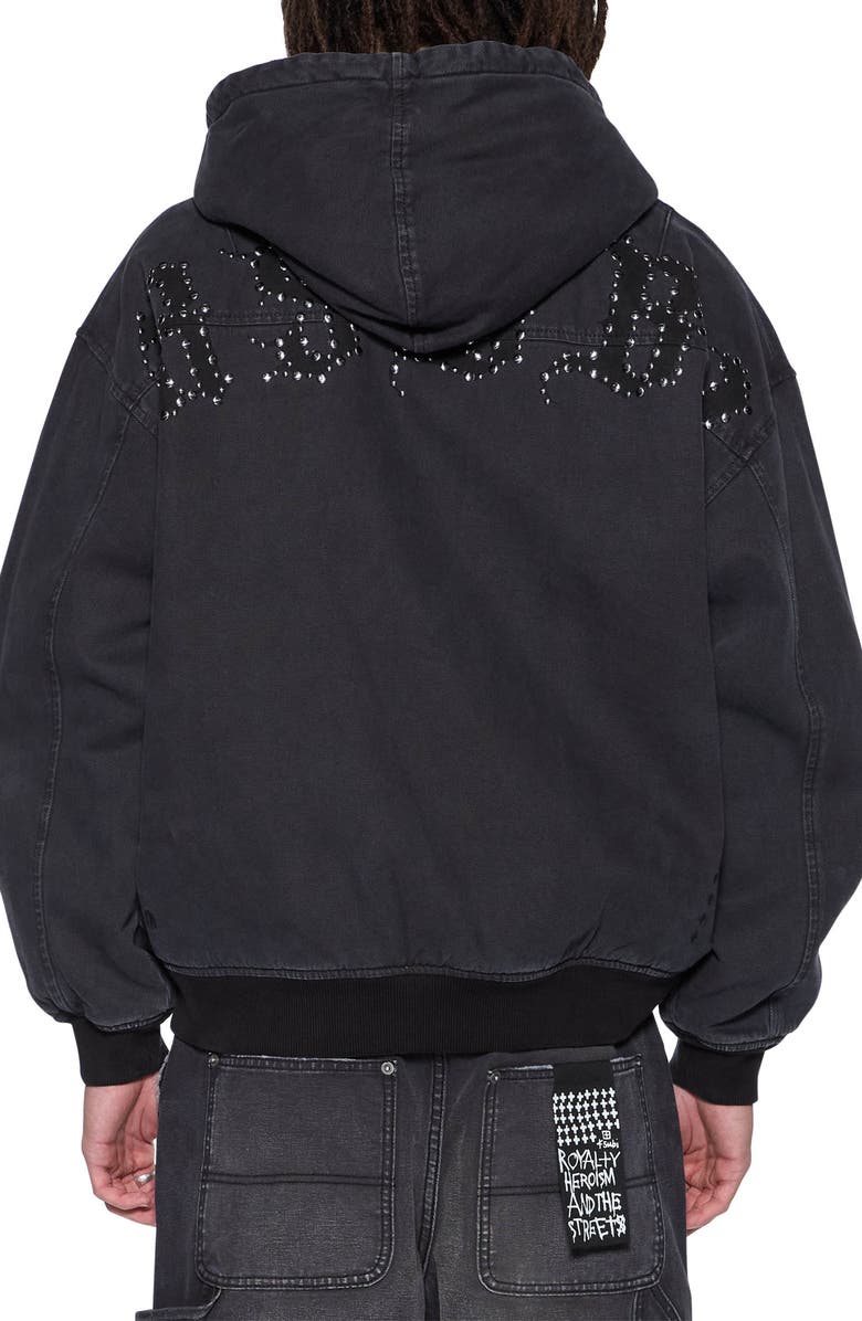 Ksubi Studded Logo Hooded Jacket, Alternate, color, Black