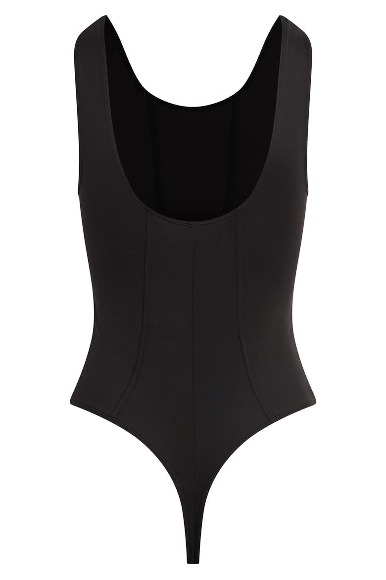 Scoop Neck Bodysuit, Alternate, color, BLACK