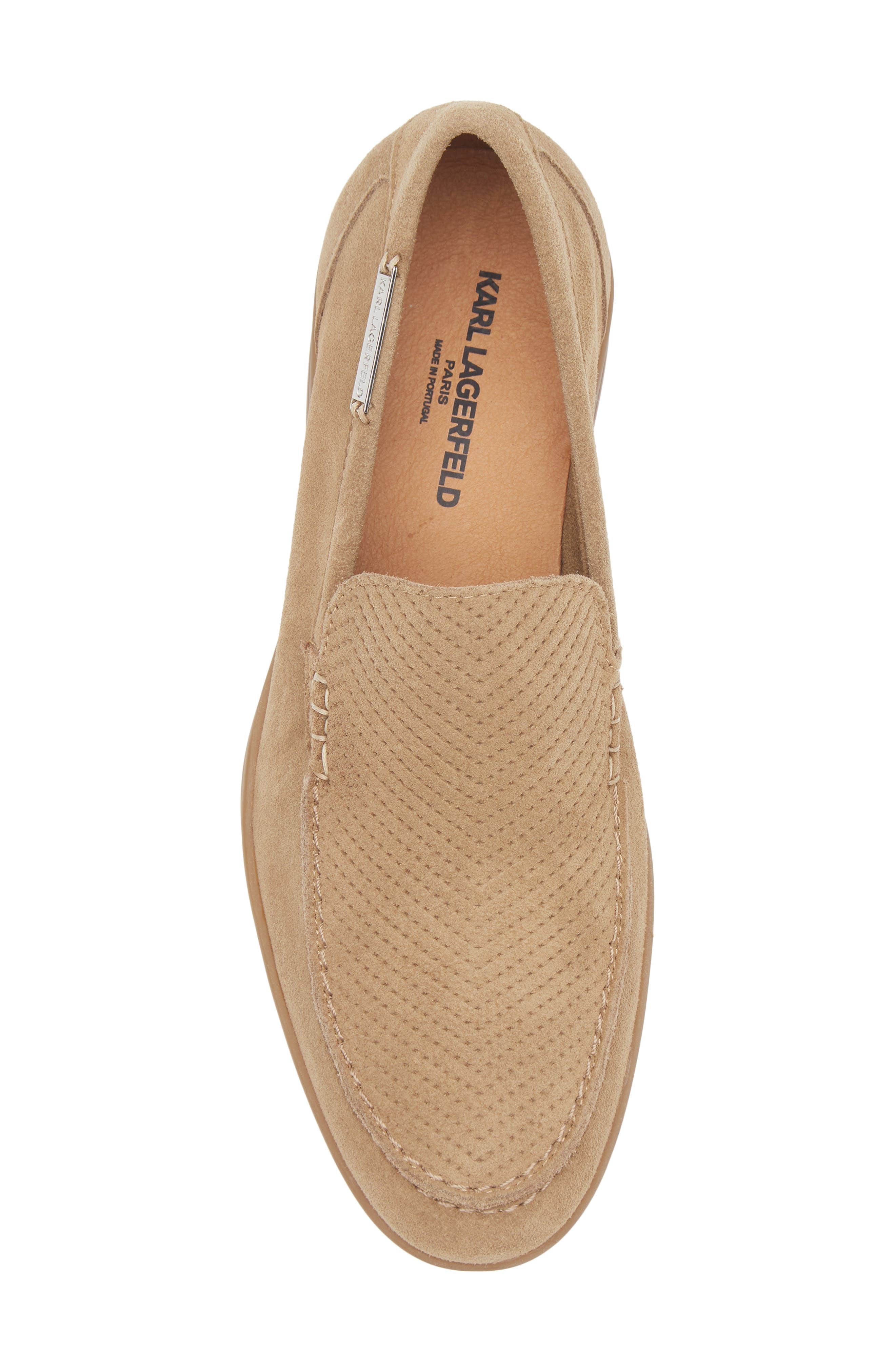 KARL LAGERFELD PARIS Perforated Apron Toe Loafer, Alternate, color, Tan