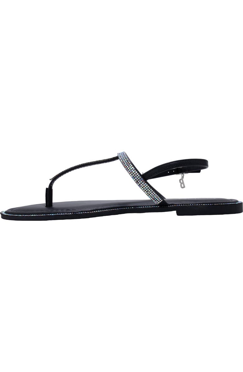 bebe Rhinestone T-Strap Sandal, Alternate, color, Black