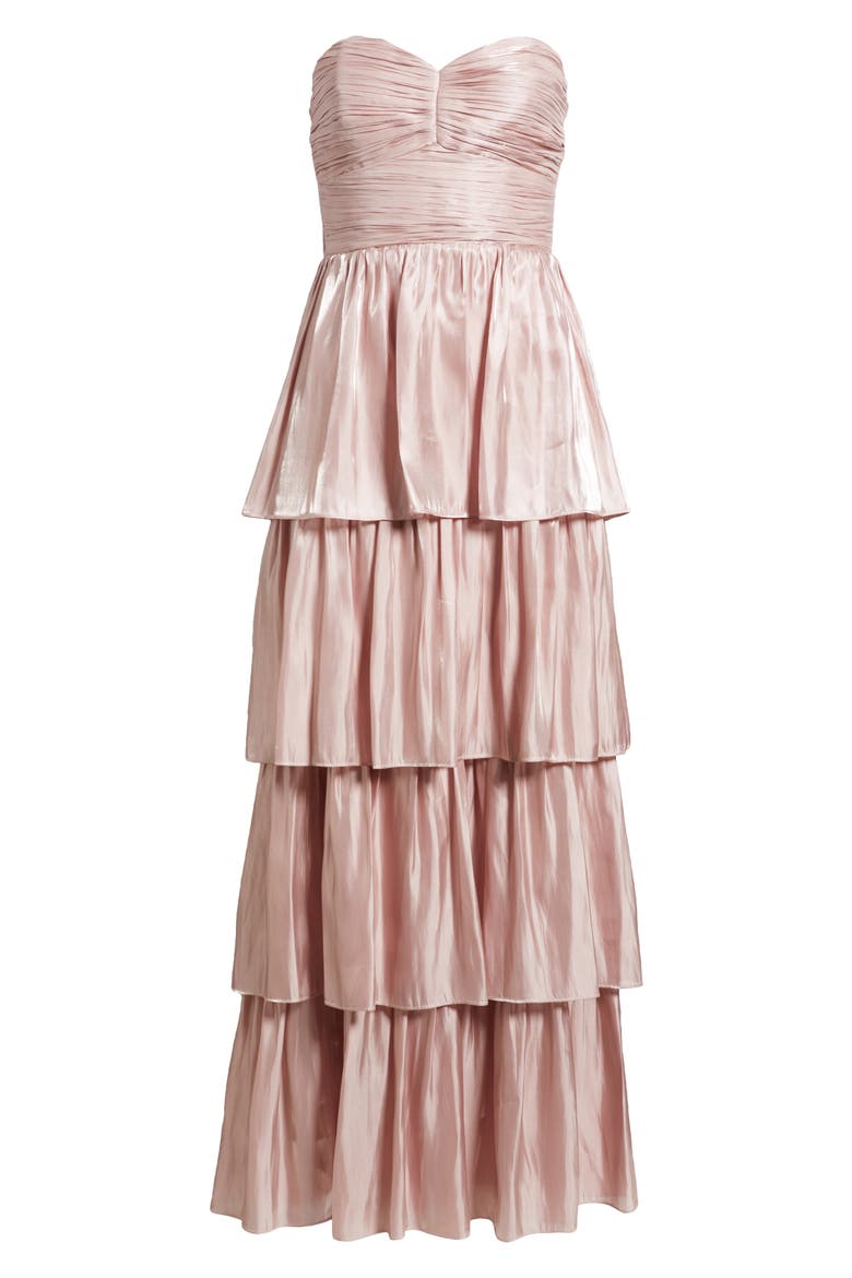 Bella Strapless Tiered Gown, Alternate, color, MAUVE