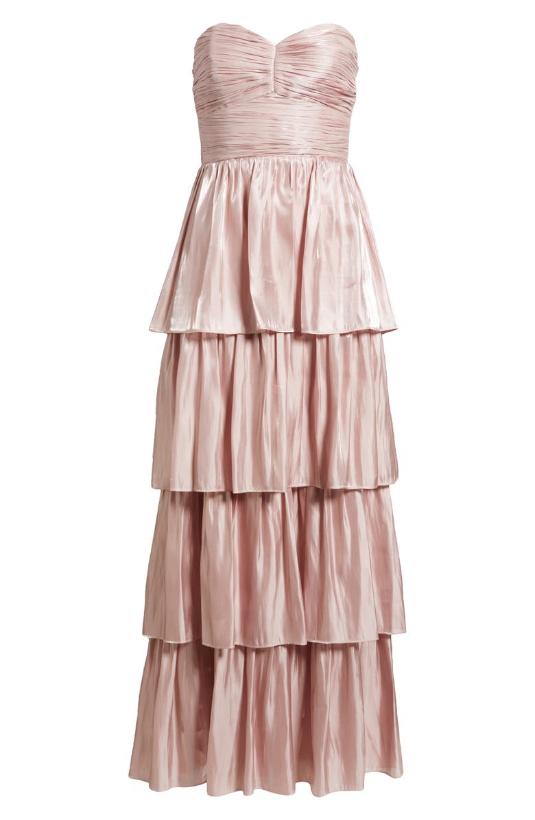Lulus Bella Strapless Tiered Gown, Alternate, color, Mauve