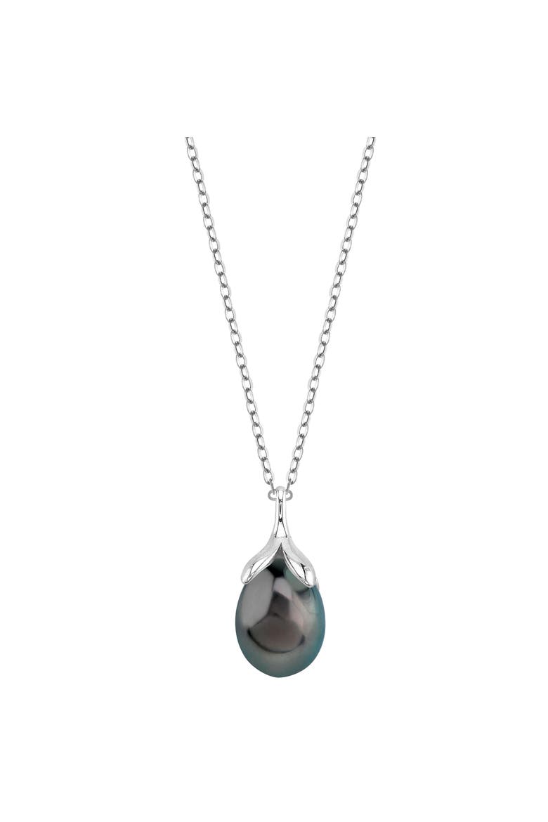 10-11mm Tahitian South Sea Pearl Rose Gold Plated Olive Pendant, Main, color, Sterling Silver